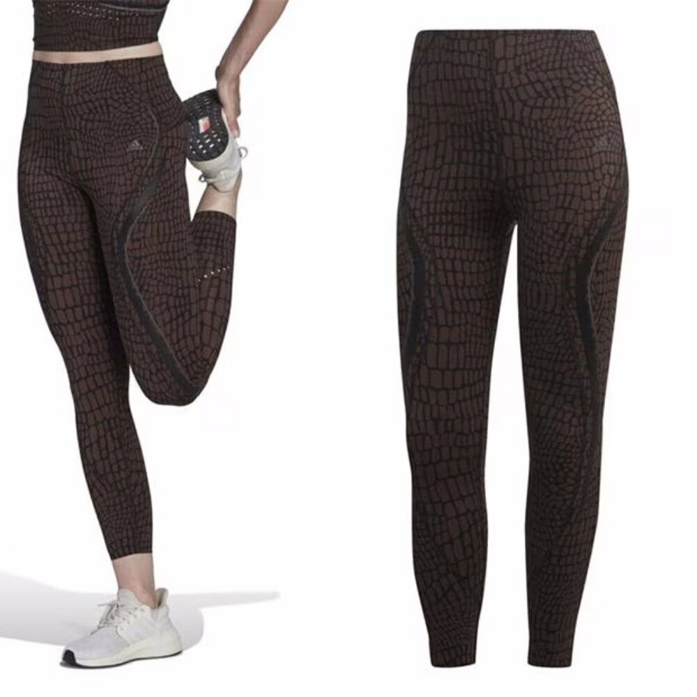 NWT New $140 Adidas TLRD HIIT Croco Luxe Training 7/8 Leggings Size S